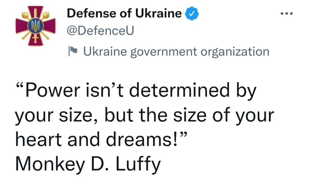 Ukrainien avec une citation de One Piece