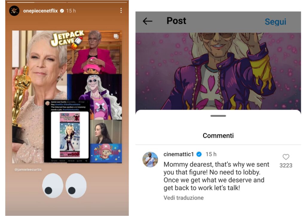 Story Instagram de Netflix et commentaire du showrunner de One Piece