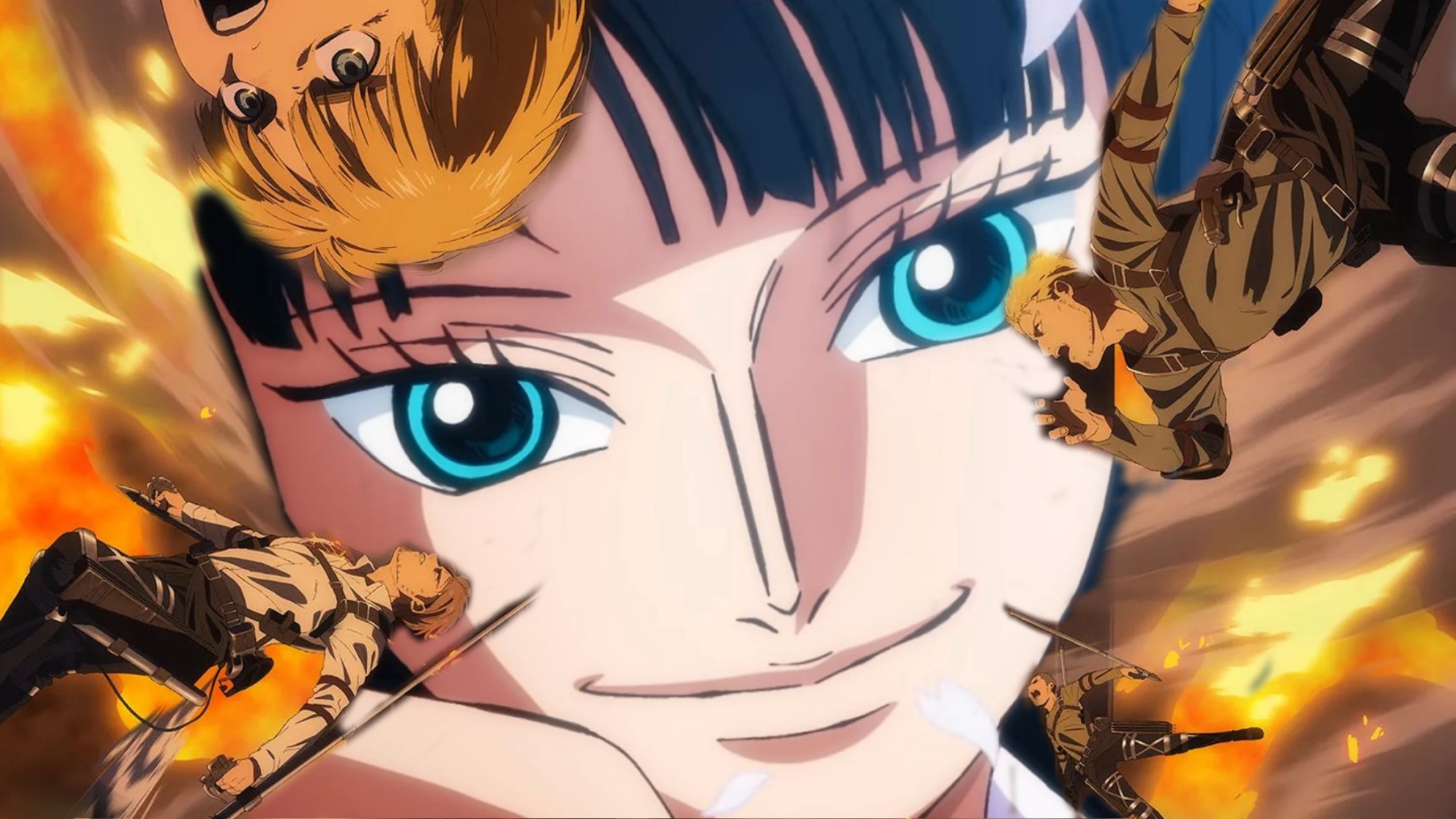Nico Robin de One Piece avec des personnages de l'Attaque des Géants