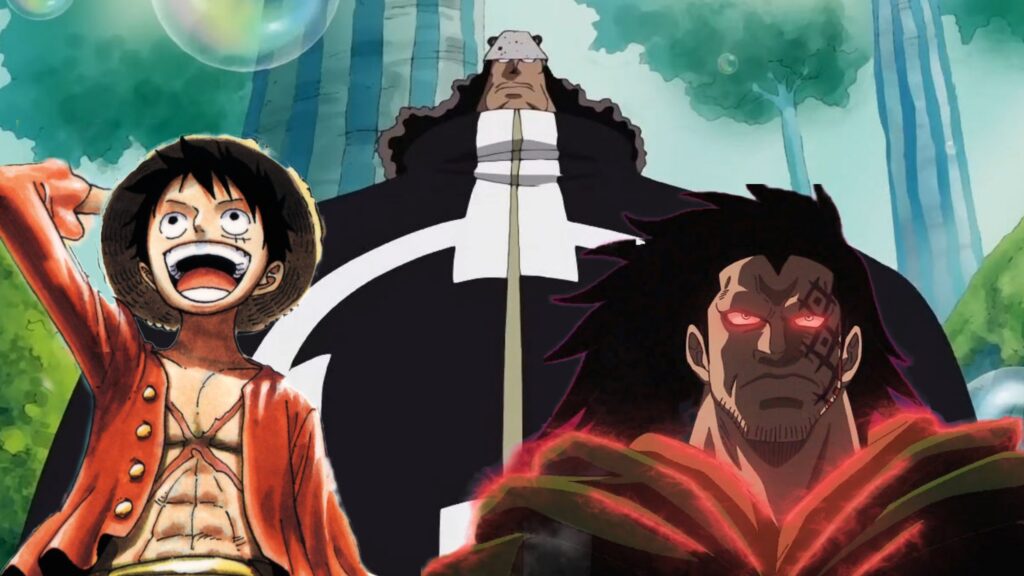 Luffy, Kuma et Dragon dans One Piece