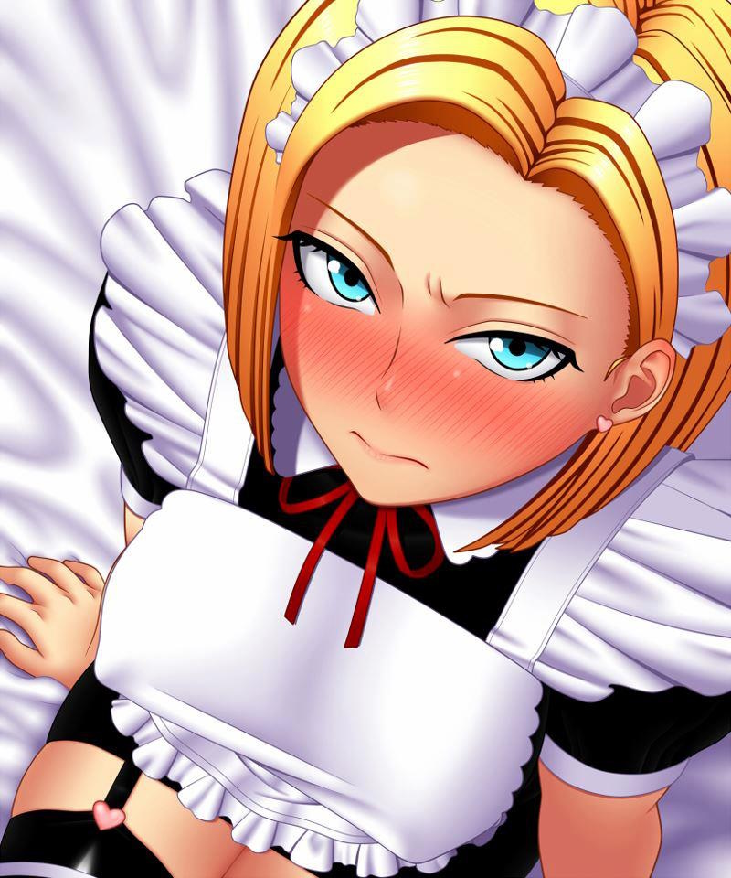 C18 de Dragon Ball en costume de soubrette