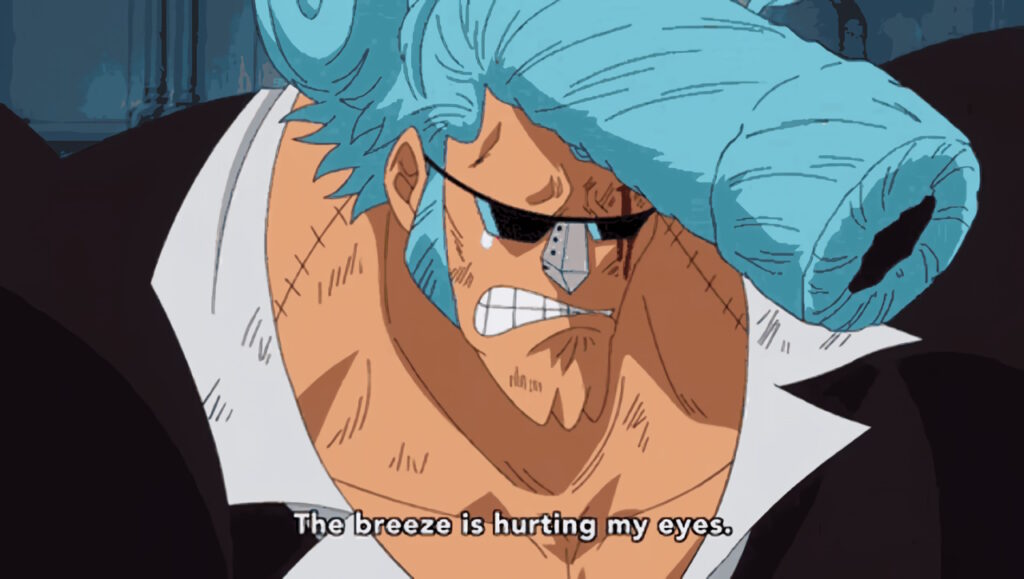 Franky de One Piece en pleurs