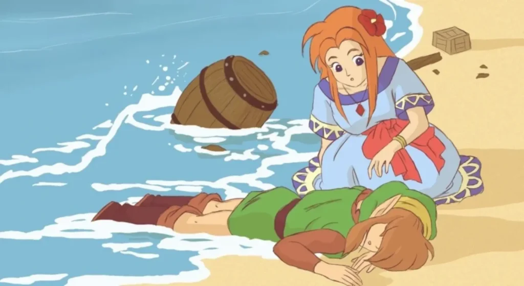 link et marin sur la plage par g